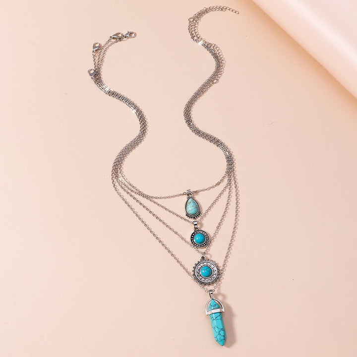 Olivenorma Turquoise Earrings Multi-layered Necklace Set - image 1