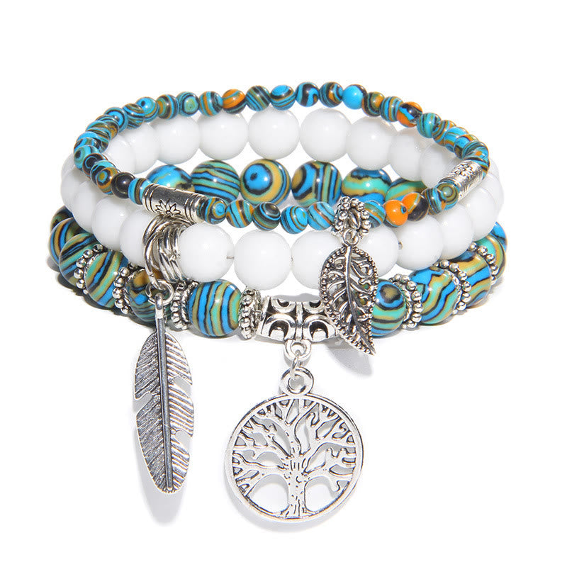 Olivenorma "Nature's Healing Moments" Blue Malachite Tree Of Life 3 Pieces Bracelet Set  - Blue Malachite - image 0
