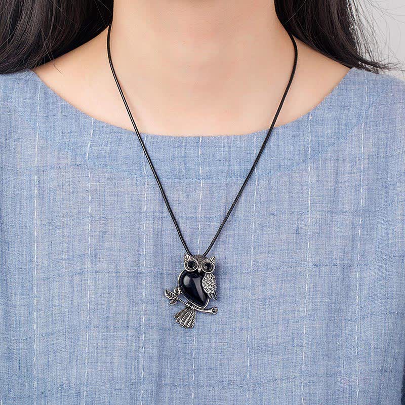 SPIRITUAL ENERGY - Owl Gemstone Necklace with Bracelet Gift Set - image 9