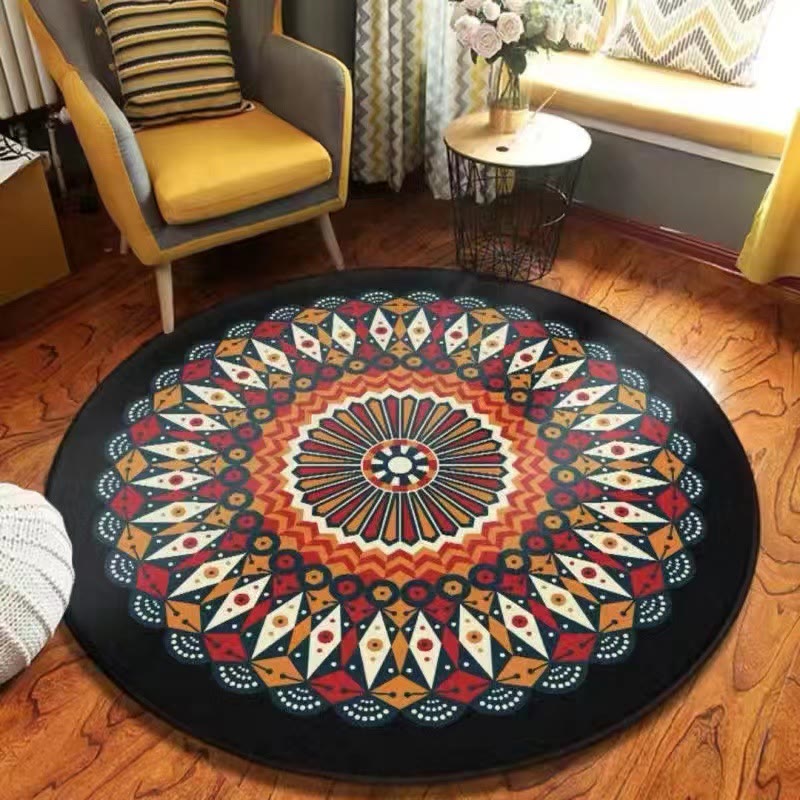 Olivenorma Mandala Round Area Rug Machine Washable Carpet - Mandala#1 - 180*180cm - Crystal Velvet - image 0
