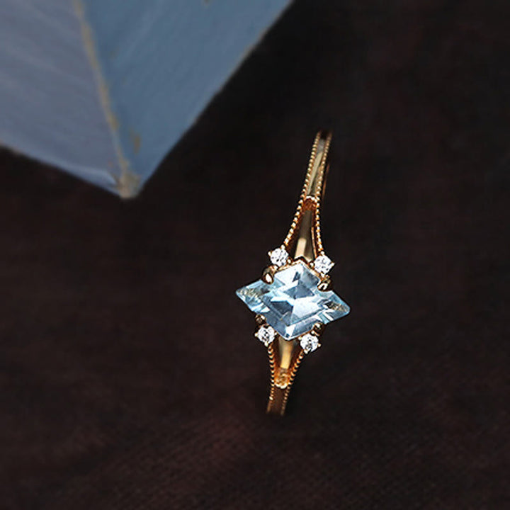 Olivenorma Aquamarine White Zircon Diamond Ring - image 3