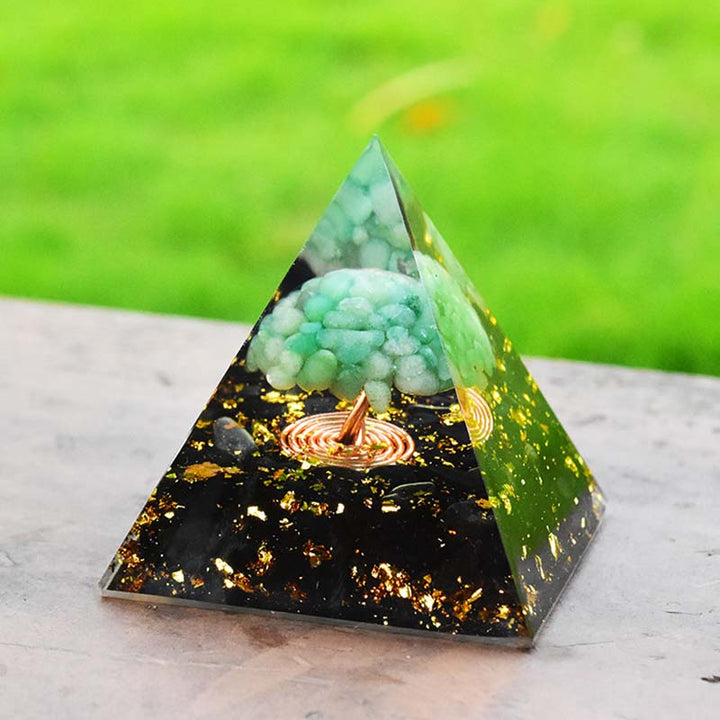 Olivenorma Green Aventurine Obsidian Tree Of Life Orgone Pyramid - image 3