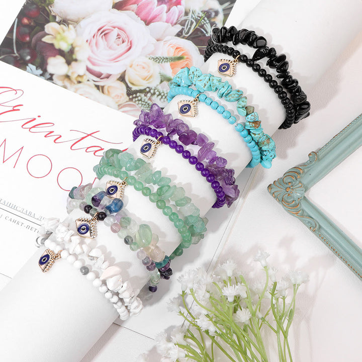 Olivenorma Evil Eye Pendant Double Layer Crystal Bracelet Set - image 17