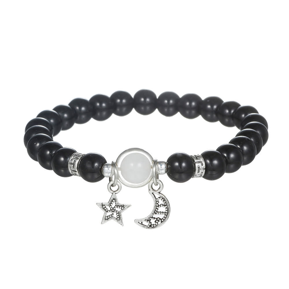 Olivenorma Blue Sandstone Obsidian 6mm Beaded Star and Moon Bracelet - Obsidian&Moon Star - image 5