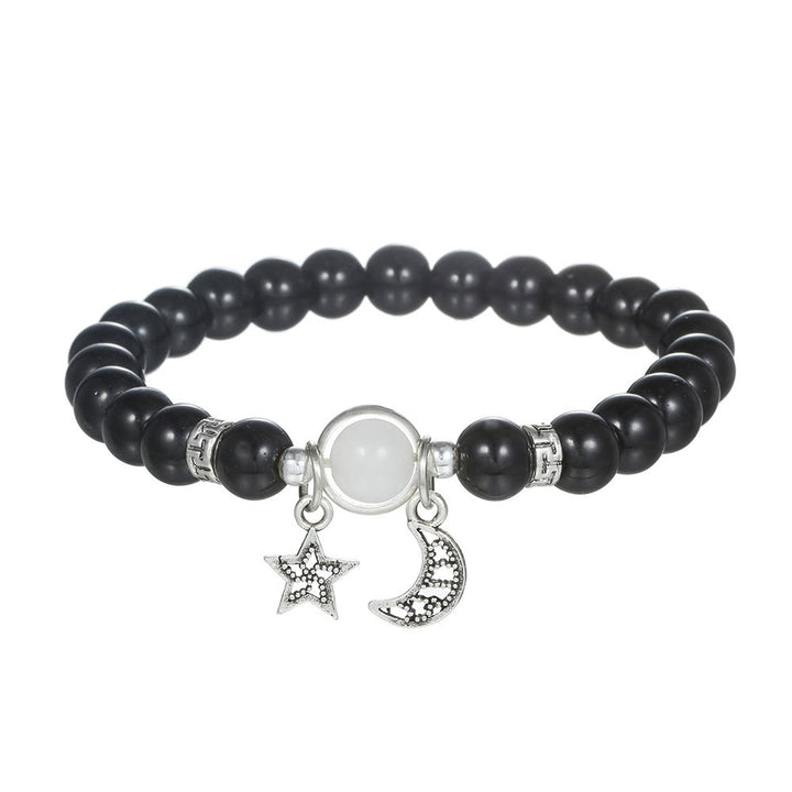 Olivenorma Blue Sandstone Obsidian 6mm Beaded Star and Moon Bracelet - Obsidian&Moon Star - image 5