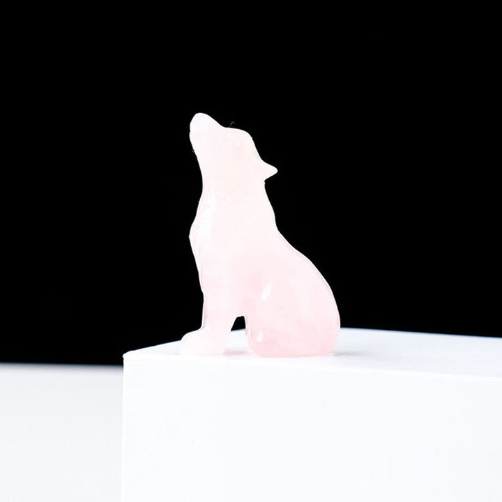 Olivenorma Natural Crystal Little Wolf Boy Gemstone Decoration - Rose Quartz - image 18
