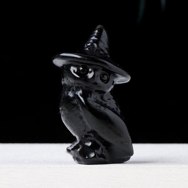 Olivenorma Halloween Crystal Owl Carving Gemstone Decoration - Obsidian - image 5