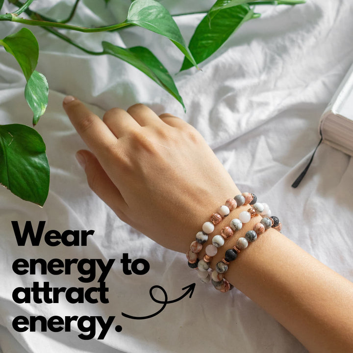 Olivenorma Rhodonite Lava Stone With Lavender Essential Oil Bracelet - image 2