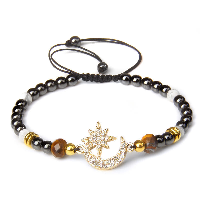 Olivenorma "Moon And Starlight" Gemstone Moon & Star Bracelet - Hematite - image 8