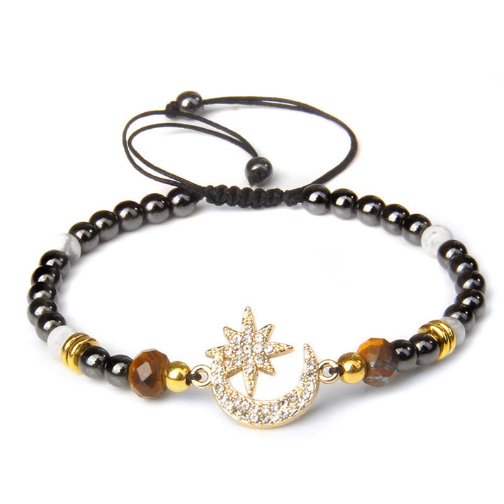 Olivenorma "Moon And Starlight" Gemstone Moon & Star Bracelet - Hematite - image 8