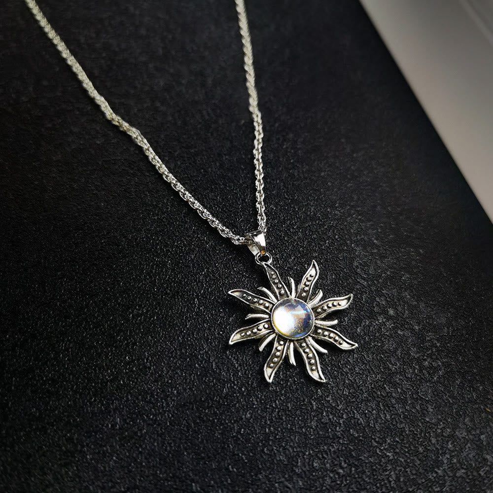 Olivenorma Natural Moonstone Sunflower Pendant Necklace - image 2