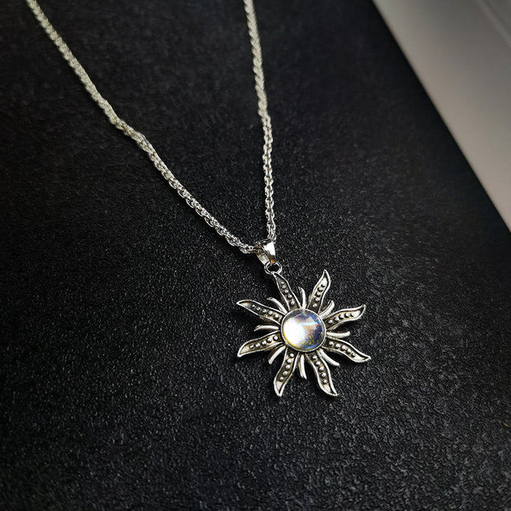 Olivenorma Natural Moonstone Sunflower Pendant Necklace - image 2