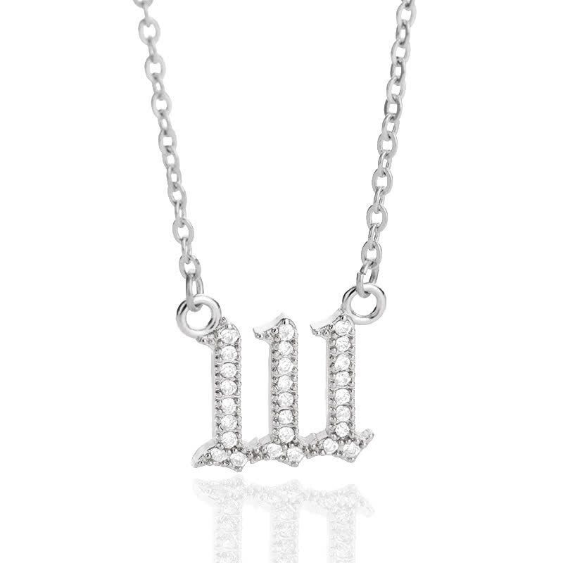 Olivenorma Zircon Angel Number Necklace - Silver - 111 - image 17