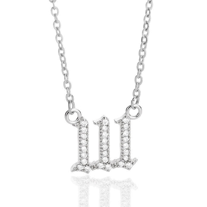 Olivenorma Zircon Angel Number Necklace - Silver - 111 - image 17