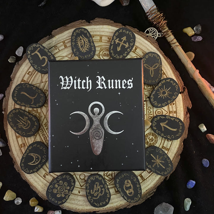 Olivenorma Witch Rune Set Healing Alchemy Woodcut Meditation Decor - 13-Piece Set Witch Runes - image 0