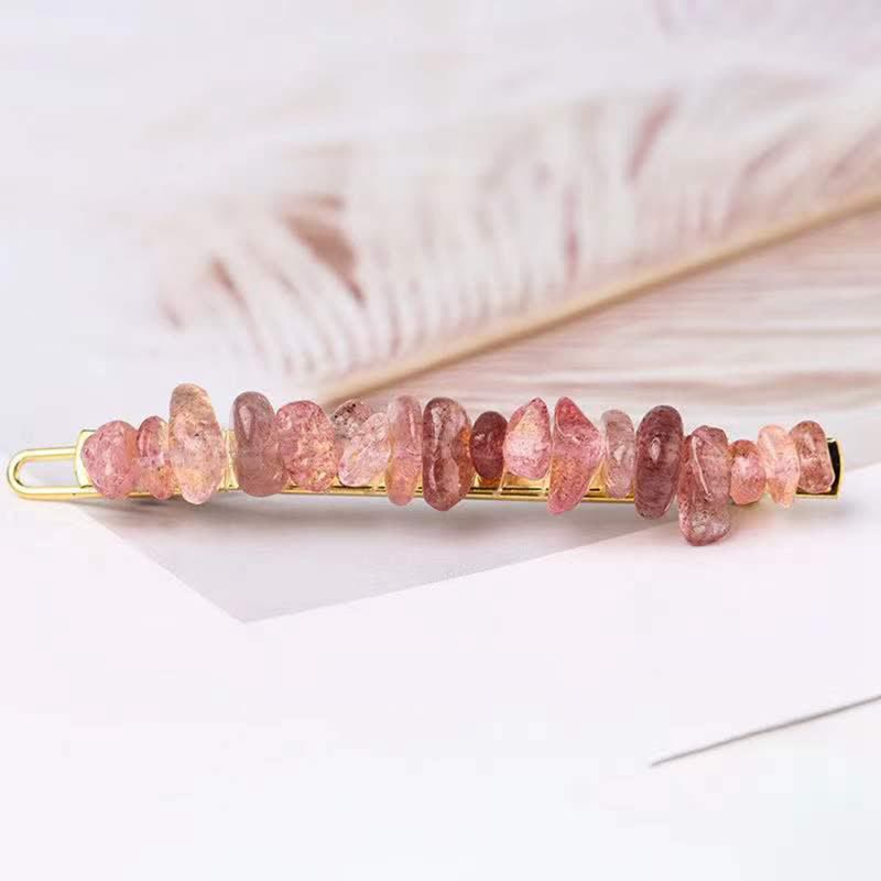 Olivenorma Natural Broken Crystal Hairpin - Strawberry Quartz - image 5