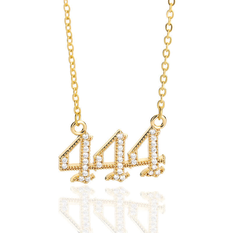 Olivenorma Zircon Angel Number Necklace - Gold - 444 - image 11