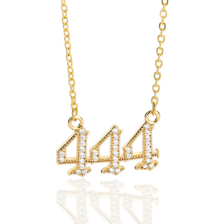 Olivenorma Zircon Angel Number Necklace - Gold - 444 - image 11