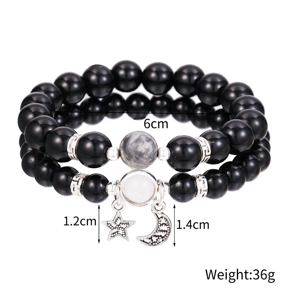 Olivenorma Blue Sandstone Obsidian 6mm Beaded Star and Moon Bracelet - image 12