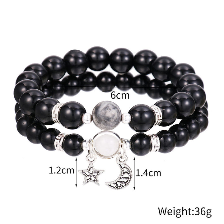 Olivenorma Blue Sandstone Obsidian 6mm Beaded Star and Moon Bracelet - image 12