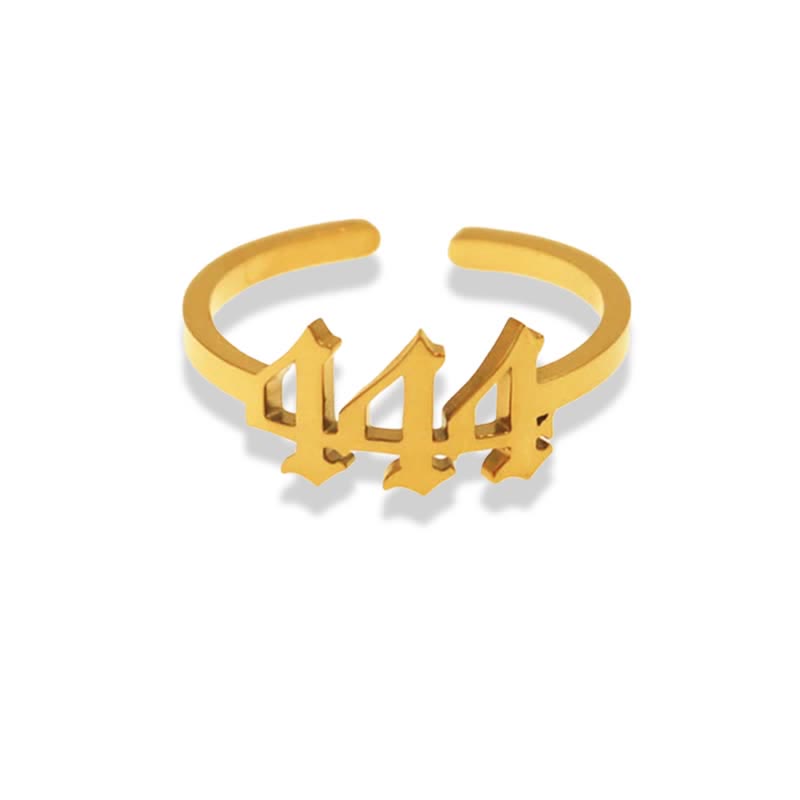 Angel Number Minimalist Lucky Ring - Gold - 444 - image 10