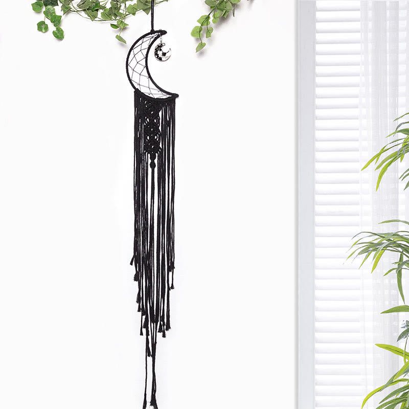 Olivenorma Crystal Tree of Life Braided Cotton Rope Dream Catcher - Obsidian - image 8