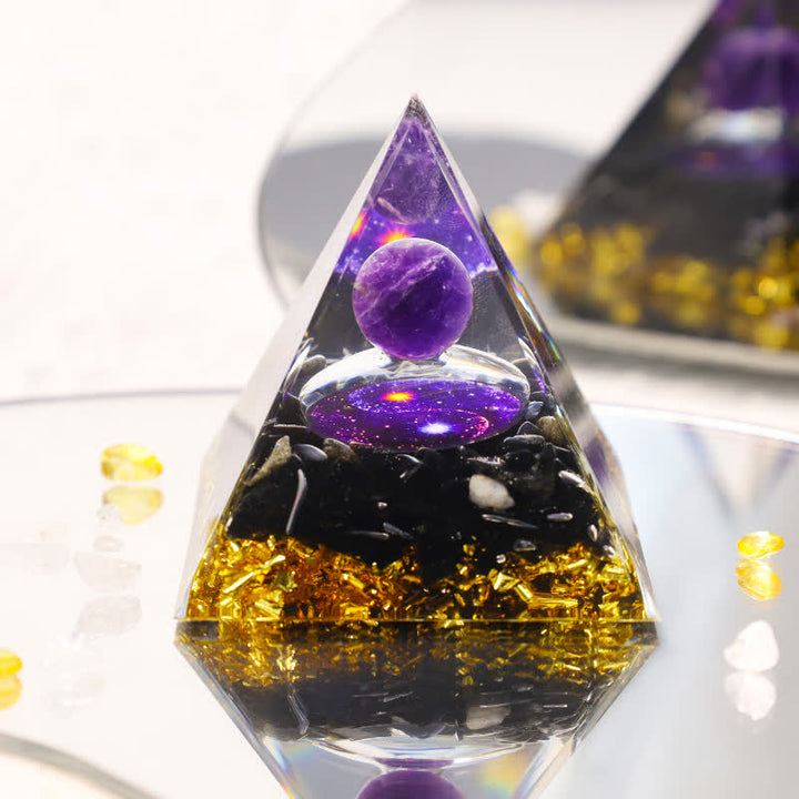 Olivenorma Yin And Yang Obsidian Orgone Pyramid - image 6
