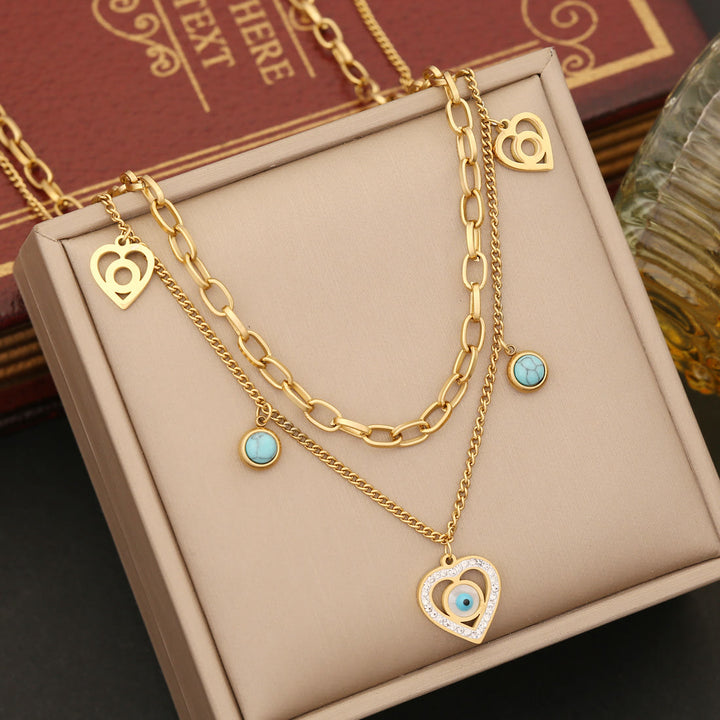 Olivenorma Zirconia Turquoise Evil Eye Bracelet Earrings Necklace - Necklace - image 0