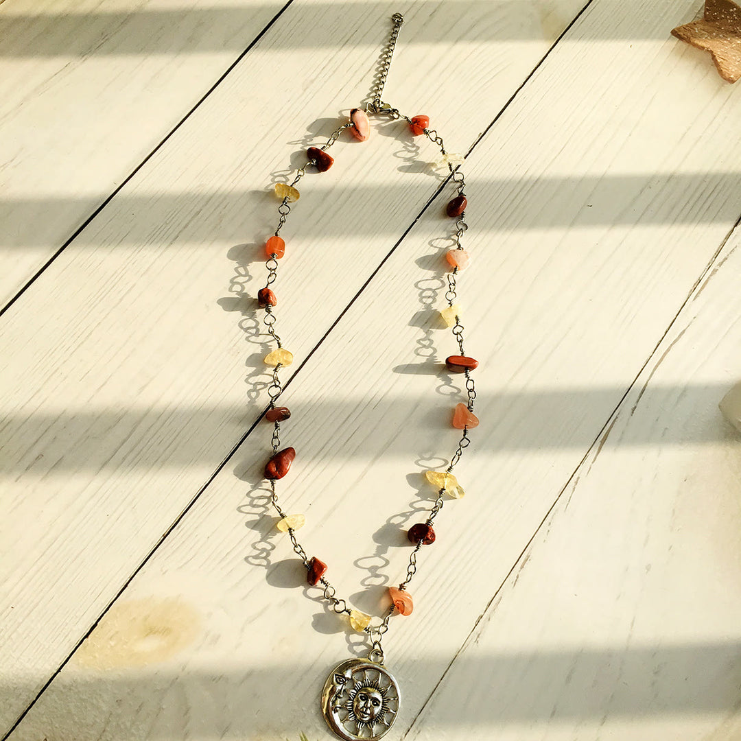 Olivenorma Crystal Color Rough Beaded Necklace - Red Agate&Jasper&Citrine - image 3