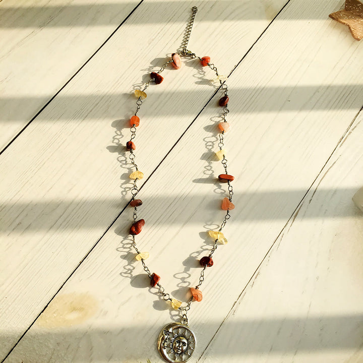 Olivenorma Crystal Color Rough Beaded Necklace - Red Agate&Jasper&Citrine - image 3