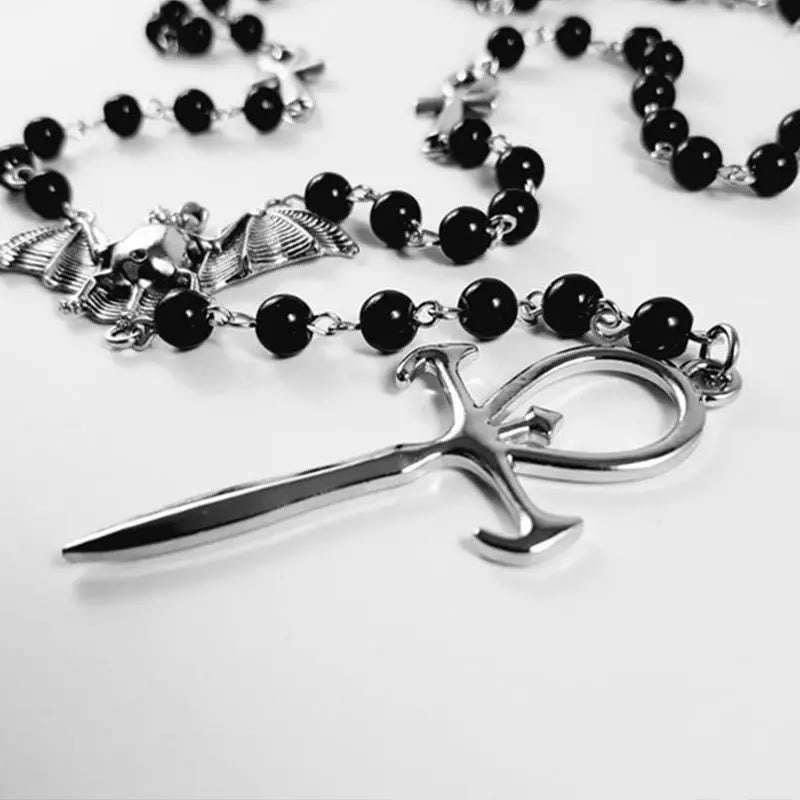 Olivenorma "Mysterious Vampire" Bat Rosary Cross Necklace - image 4