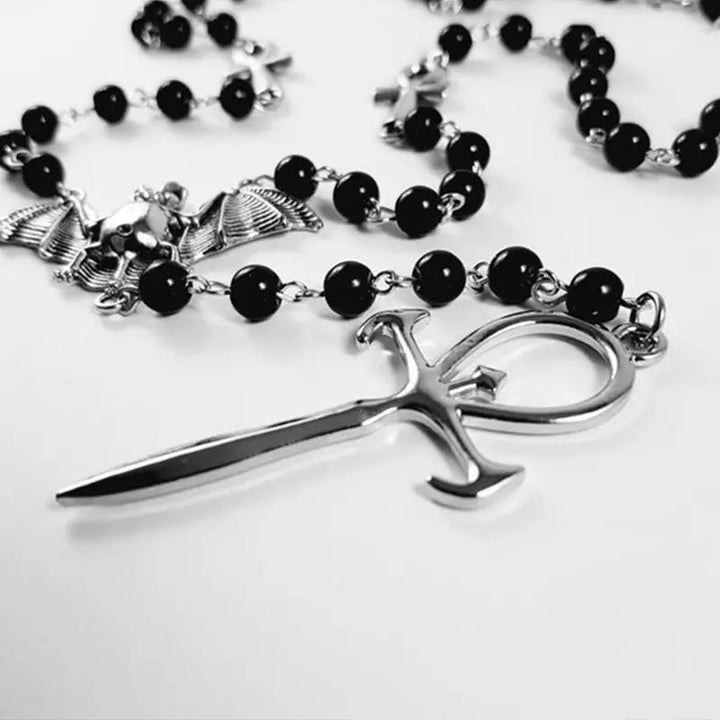 Olivenorma "Mysterious Vampire" Bat Rosary Cross Necklace - image 4