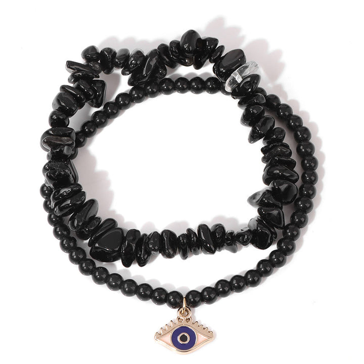 Olivenorma Evil Eye Pendant Double Layer Crystal Bracelet Set - Evil Eye&Obsidian - image 13
