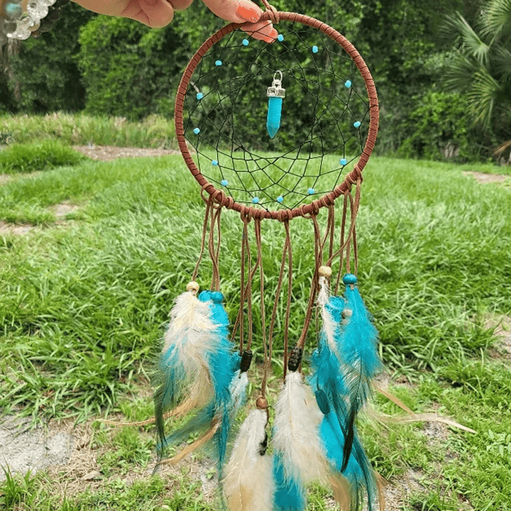 Olivenorma Amazonite Blue Crystal Dream Catcher - Finished Product - image 0