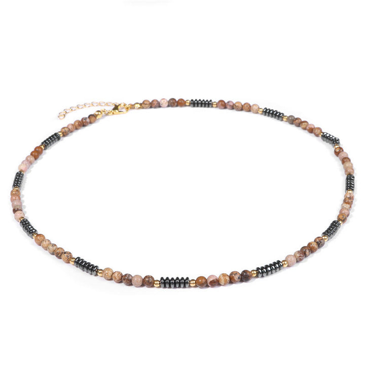 Olivenorma Gemstone & Hematite Necklace - Rhodonite&Hematite - image 5