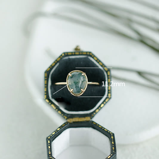 Olivenorma Natural Oval Moss Agate 925 Silver Ring - image 4