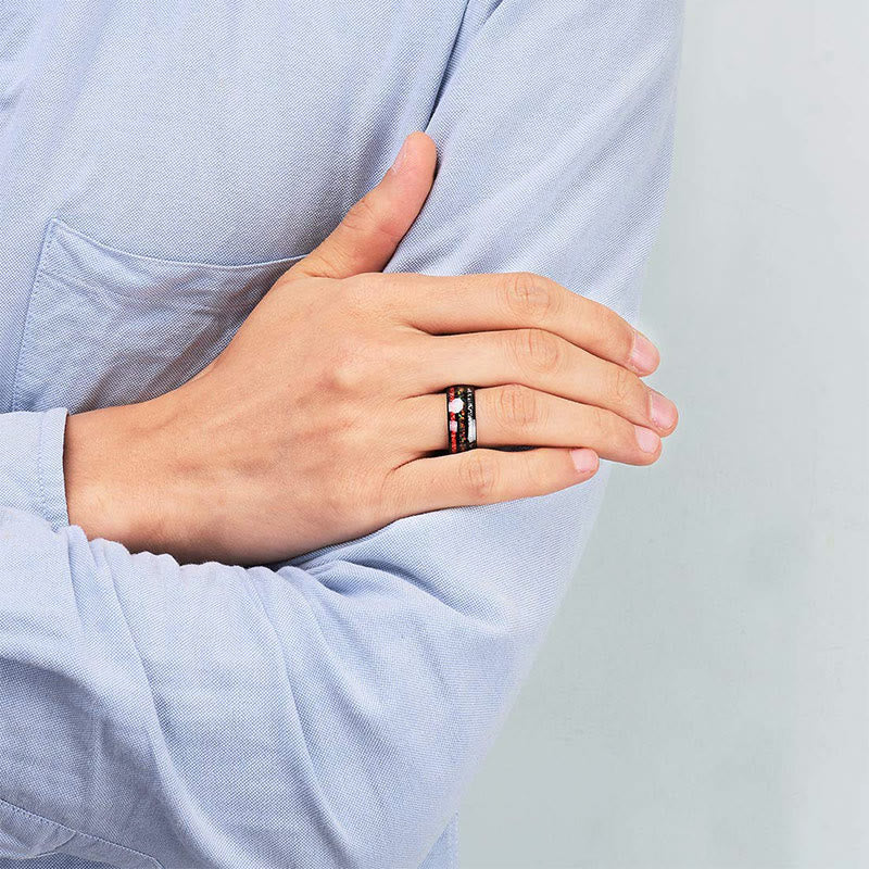 Olivenorma Color Opal 8mm Black Tungsten Carbide Mens Ring - image 2