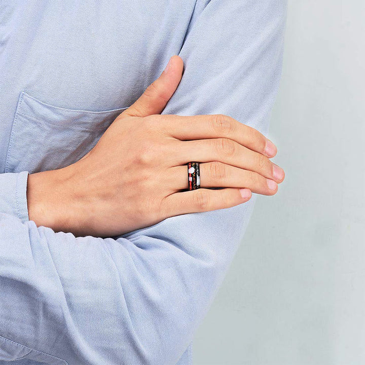 Olivenorma Color Opal 8mm Black Tungsten Carbide Mens Ring - image 2