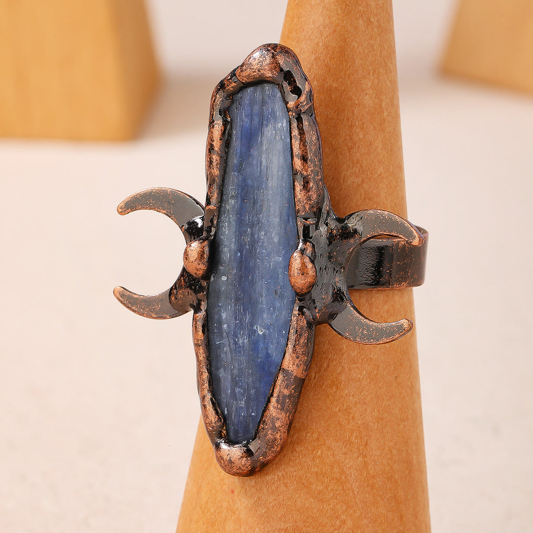 Olivenorma Kyanite Double Moon Healing Adjustable Ring - image 7