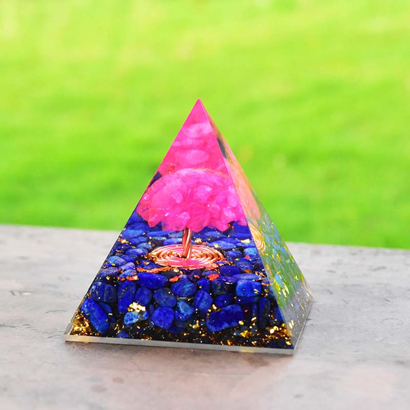 Olivenorma Lapis Lazuli Pink Crystal Tree Of Life Orgone Pyramid - 8*8cm - YES PLEASE $8 - image 0