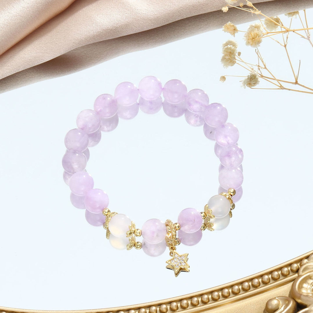 Olivenorma Amethyst White Agate Beaded Star Moon Bracelet - Lavender Amethyst & White Agate - image 6