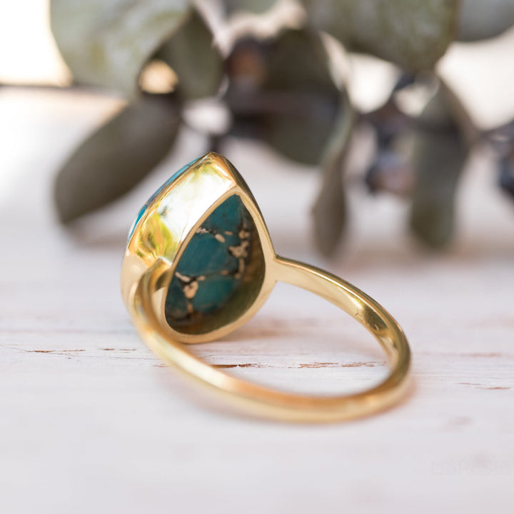 Olivenorma Copper Turquoise Tear Drop Ring - image 9
