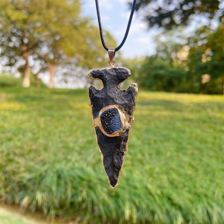 Olivenorma Natural Crystal Anchor Arrow Shield Necklace - Blue Sandstone - image 7