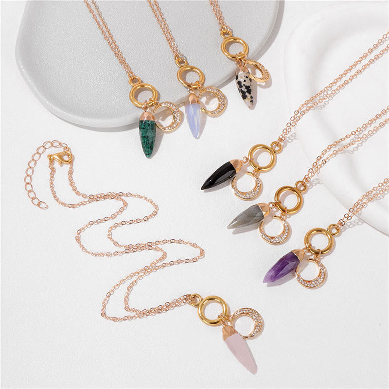 Olivenorma Bullet Crystal Zircon Moon Pendant Necklace - image 0