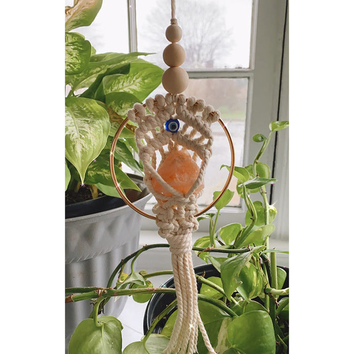 Olivenorma Rose Quartz Evil Eye Weaving Car Pendant Ornament - image 5