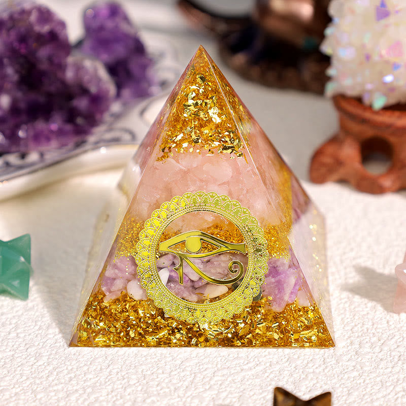 Olivenorma Rose Quartz Lepidolite Eye Of Horus Orgone Pyramid - image 1