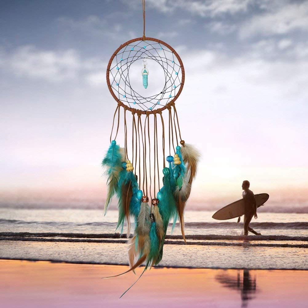Olivenorma Turquoise Handmade Traditional Feather Dream Catcher - image 2