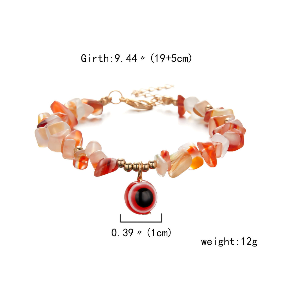 Olivenorma Natural Crystal Gravel Evil Eye Pendant Bracelet - image 13