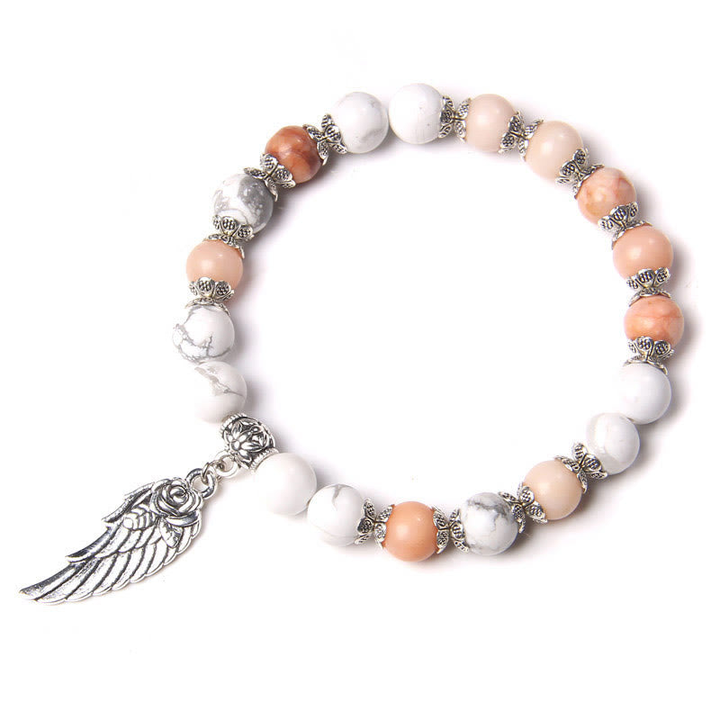 Olivenorma "Peace Energy" - Colors Crystal Agate Wing Bracelet - Rhodochrosite&White Turquoise - image 10