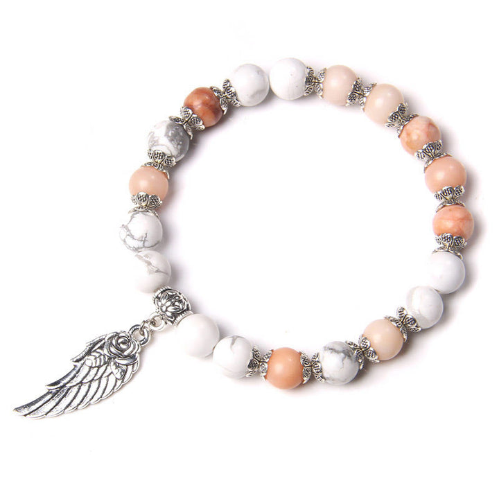 Olivenorma "Peace Energy" - Colors Crystal Agate Wing Bracelet - Rhodochrosite&White Turquoise - image 10